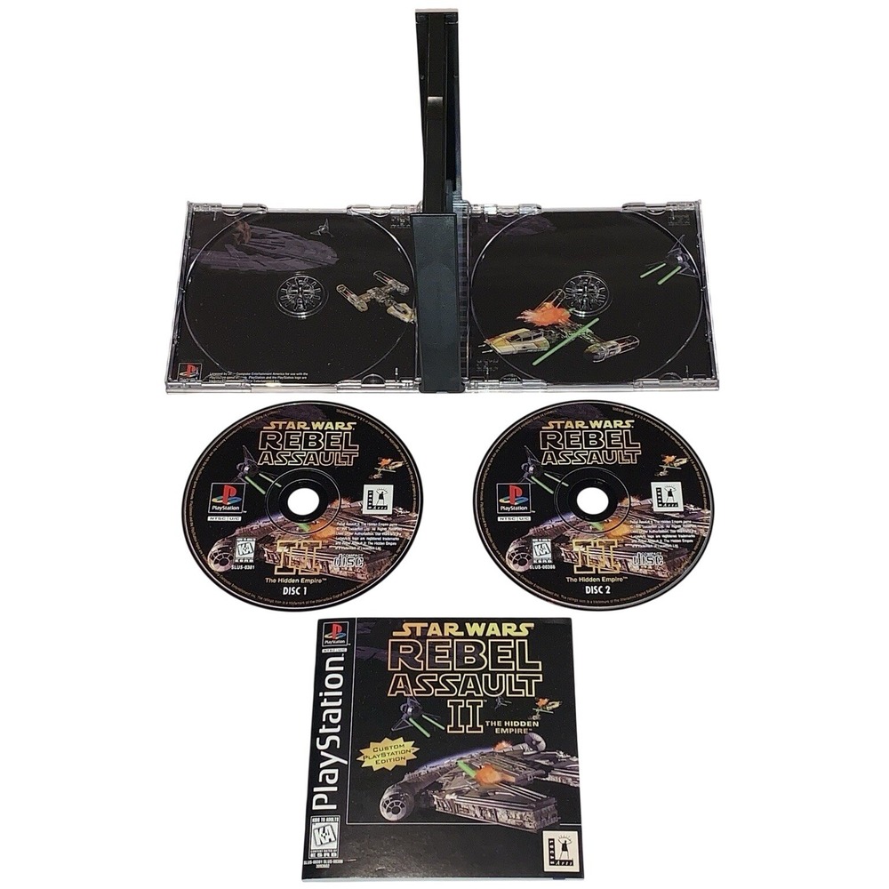 Star Wars Rebel Assault II The Hidden Empire PS1 1996 CIB Reg Card Gameplay Pics